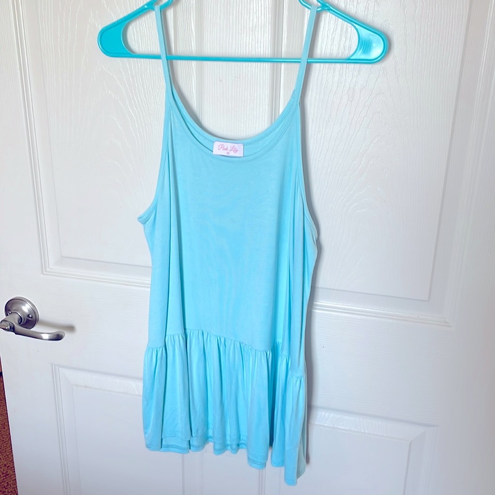 Pinklily turquoise babydoll tank top
